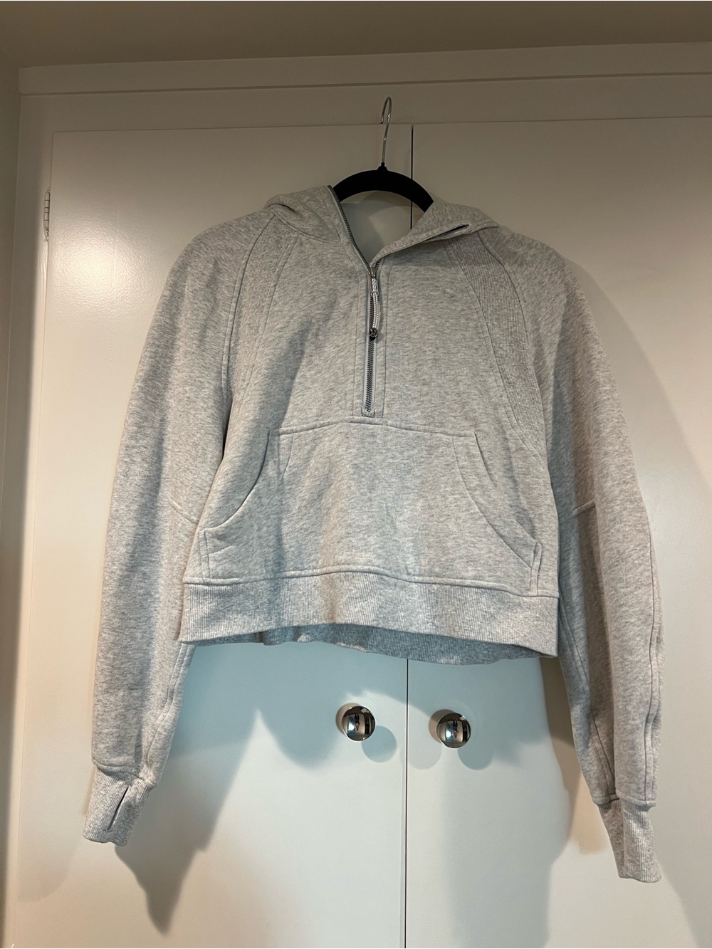 lululemon athletica Light Gray Cropped Half-Zip Hoodie